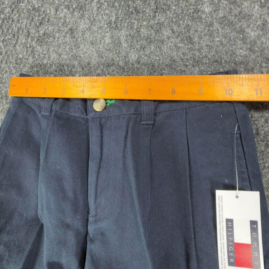 Tommy Hilfiger Vintage 90s Pleated Chino Shorts Boys 7 Navy Cotton NWT - take2supply