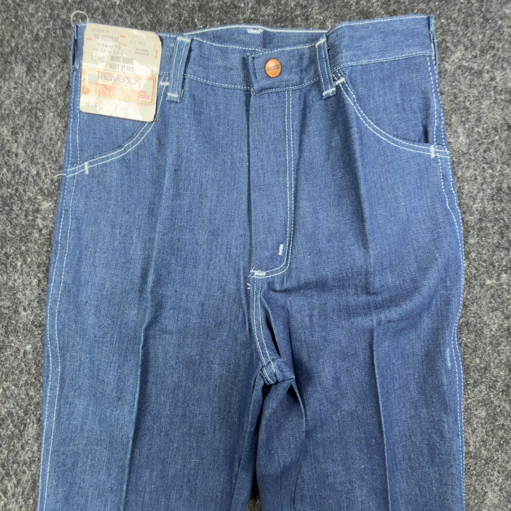 Maverick Vintage 70s Boot Flare Jeans Boys 16 Regular Blue Denim NWT Deadstock - take2supply