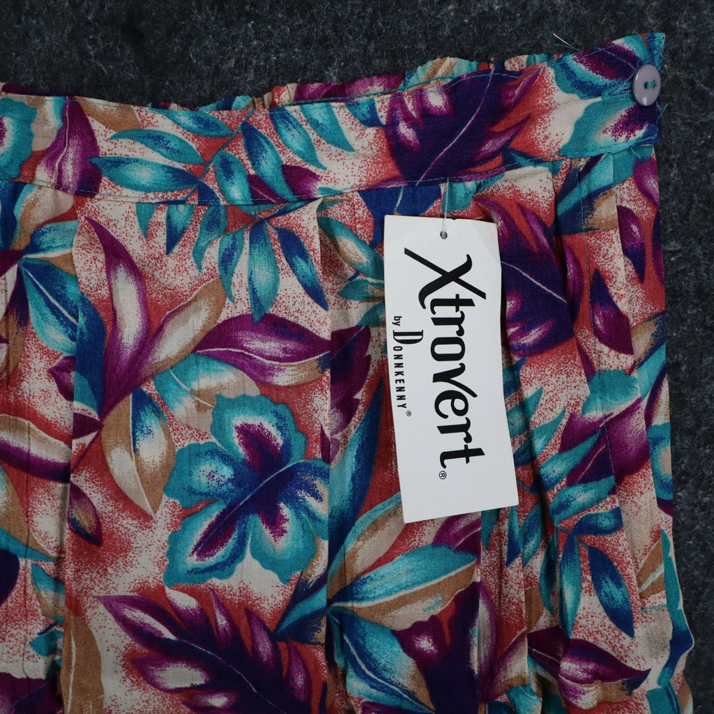 Xtrovert by Donnkenny Skirt Womens 8 Vintage 90s Rayon Tropical Floral Midi USA - take2supply
