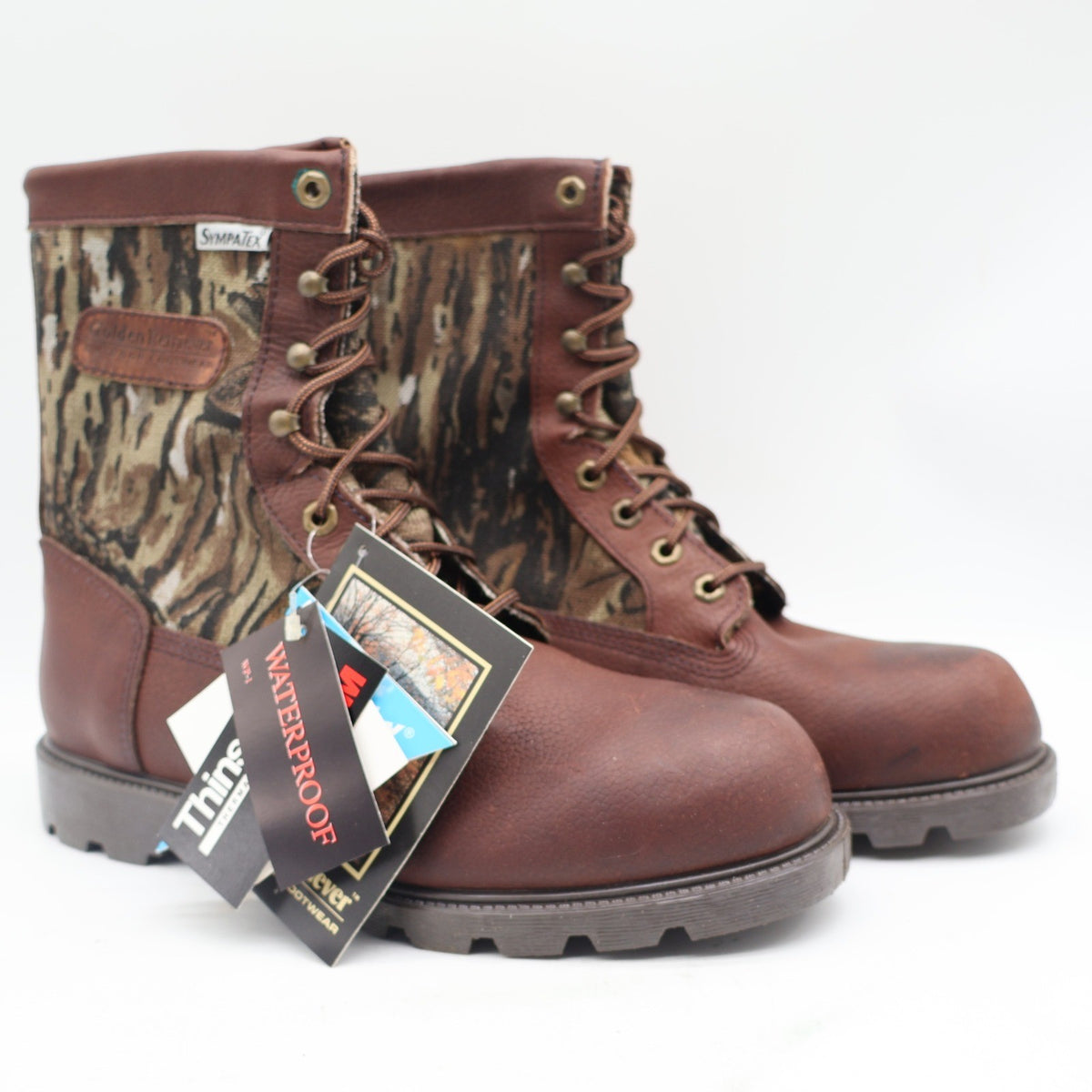 Golden Retriever Hunting Boots Mens 9 Vintage Brown Camo Waterproof Thinsulate - take2supply