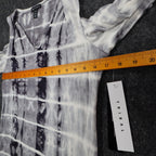 Tribal Cold Shoulder Top Womens Small Gray White Tie Dye Rayon Stretch V-Neck - take2supply