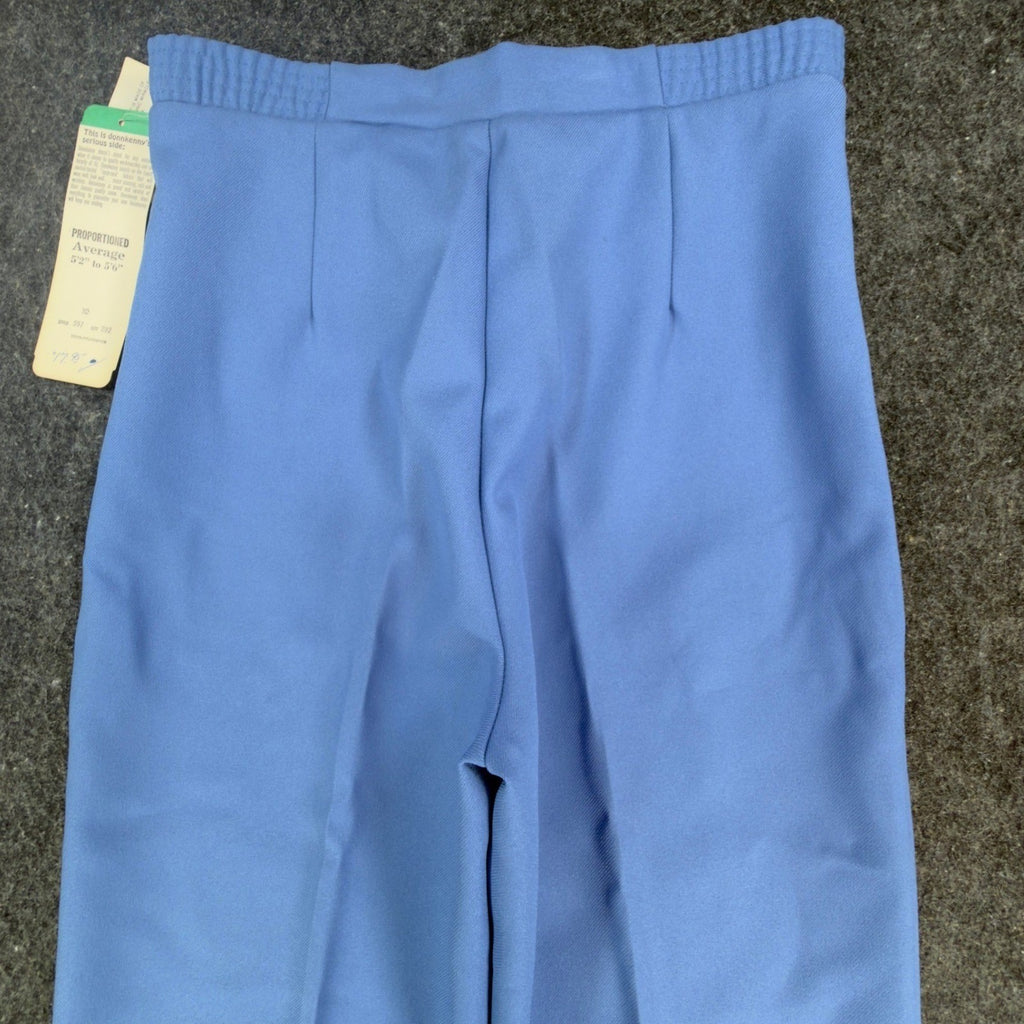 Donnkenny 80s Vintage Slacks Women 10 Blue Poly Visa Stretch High Waist NWT USA - take2supply