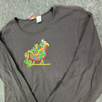 Peanut Butter & Jelly Christmas Sleigh Top Womens L Black Cotton New - take2supply