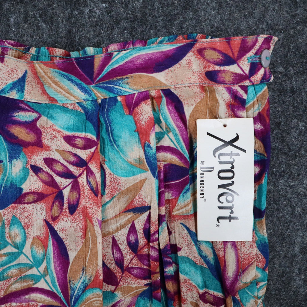 Xtrovert Skirt Womens 10 Vintage 90s Rayon Tropical Floral Pleated Midi USA NEW - take2supply