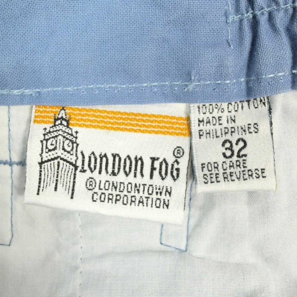 Vintage London Fog Mens 32 Blue Cotton Pleated Shorts Deadstock - take2supply