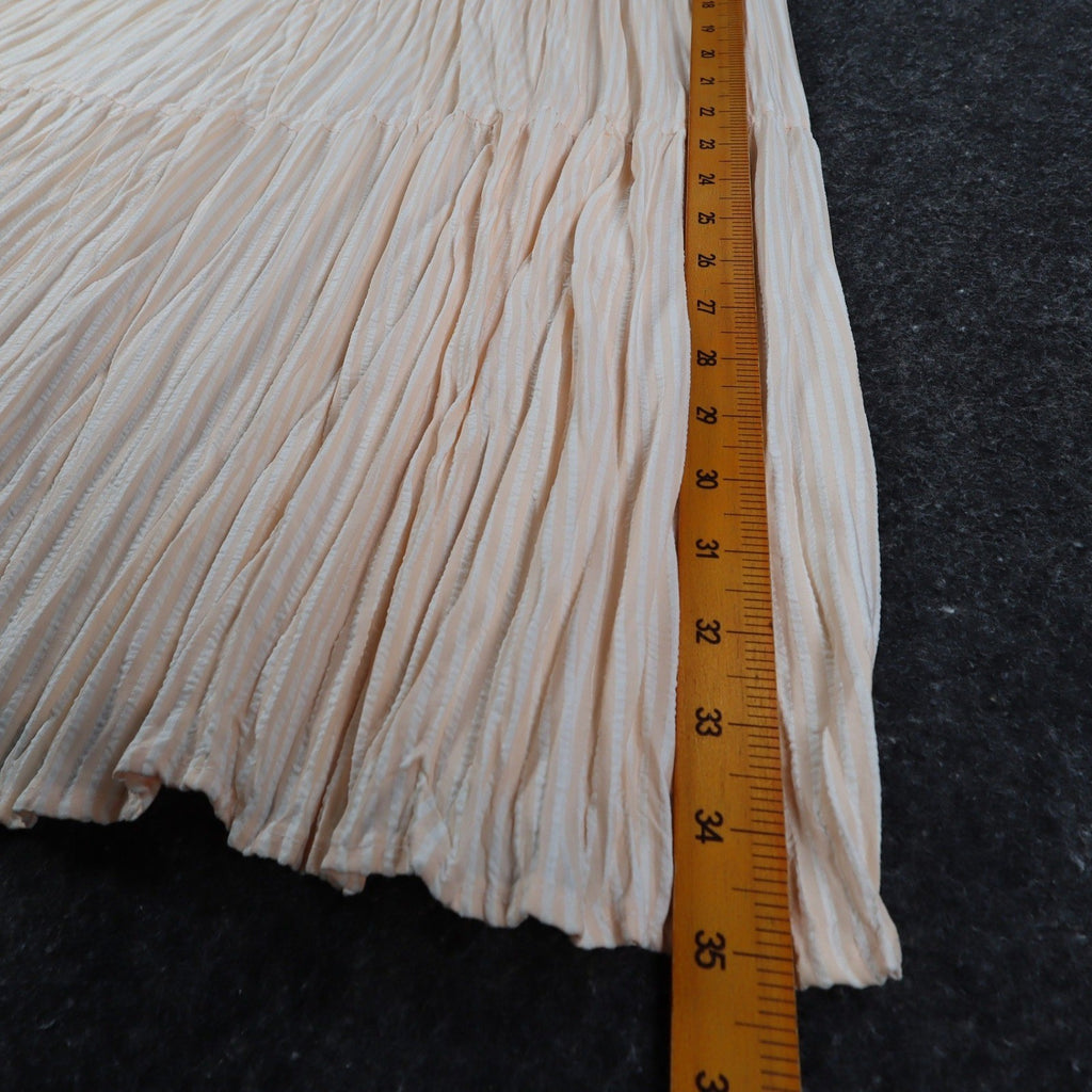 Lucia Broomstick Skirt Small Vintage 90s Peach Cream Tiered Crinkle Maxi USA NWT - take2supply