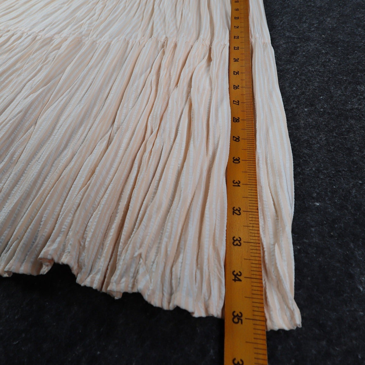 Lucia Broomstick Skirt Small Vintage 90s Peach Cream Tiered Crinkle Maxi USA NWT - take2supply