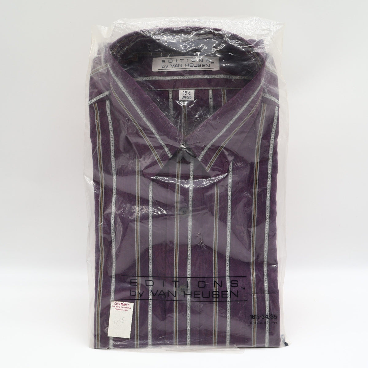 Van Heusen Dress Shirt Mens 16.5 34/35 Vintage Y2K Purple Striped Deadstock NIP - take2supply