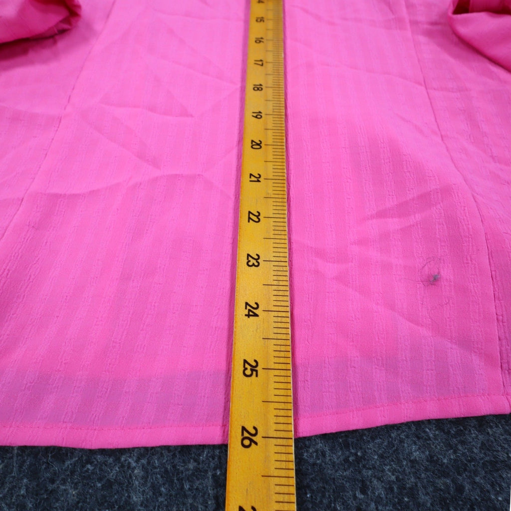 Claudia Richard Blouse Womens Small Pink Vintage 90s Roll Tab Sleeve Textured - take2supply