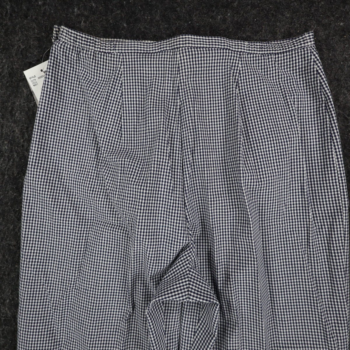 Southern Lady Pants Womens 12 Navy White Gingham Cotton Stretch Side Zip NOS - take2supply