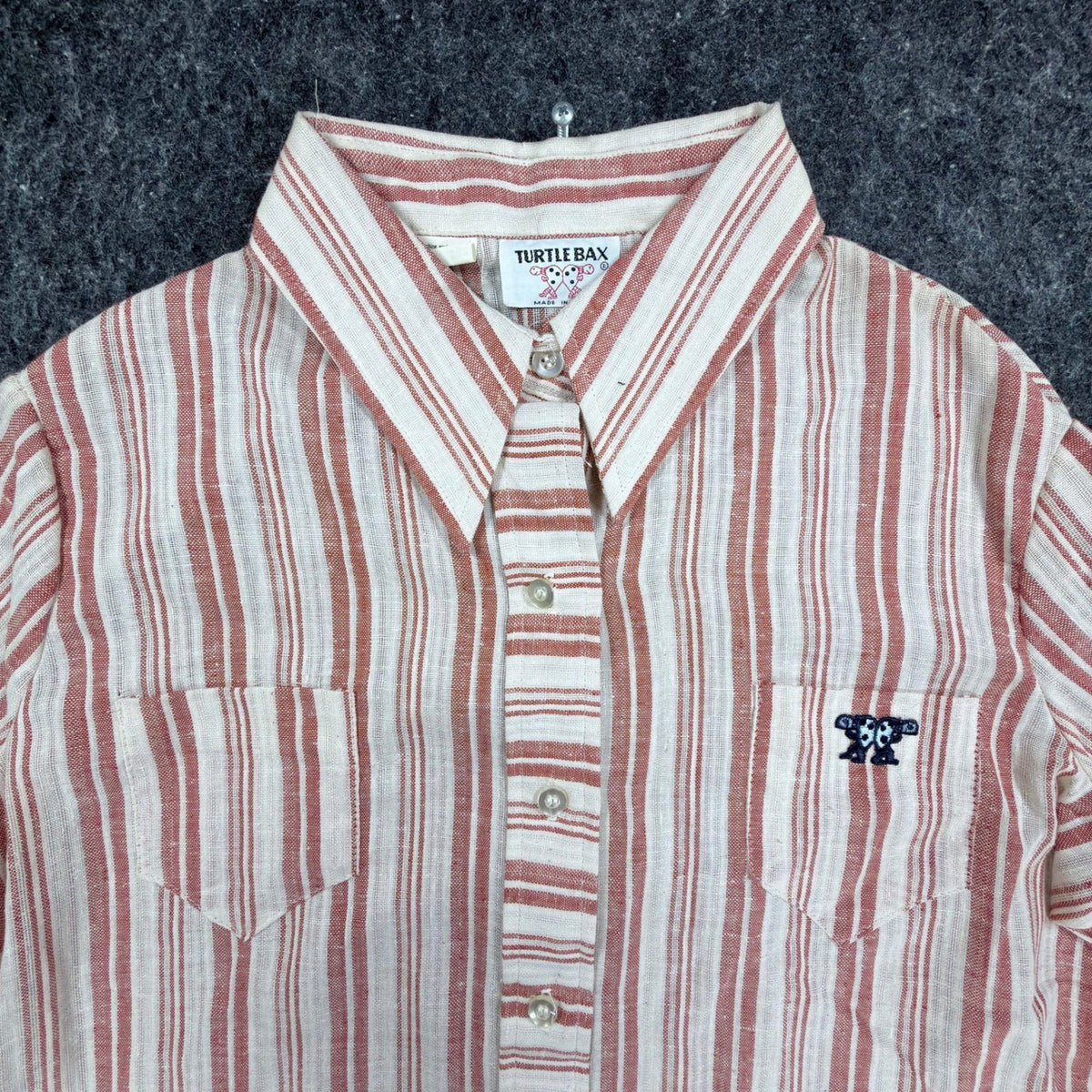 Turtle Bax Vintage 70s Striped Button Down Shirt Boys 15-16 Red White NWT - take2supply