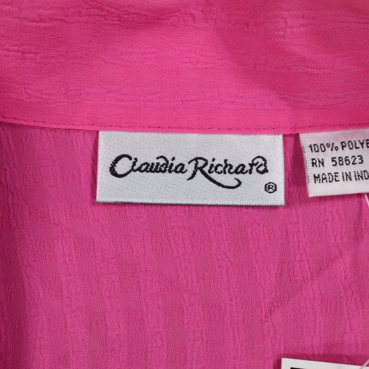 Claudia Richard Blouse Womens Small Pink Vintage 90s Roll Tab Sleeve Textured - take2supply