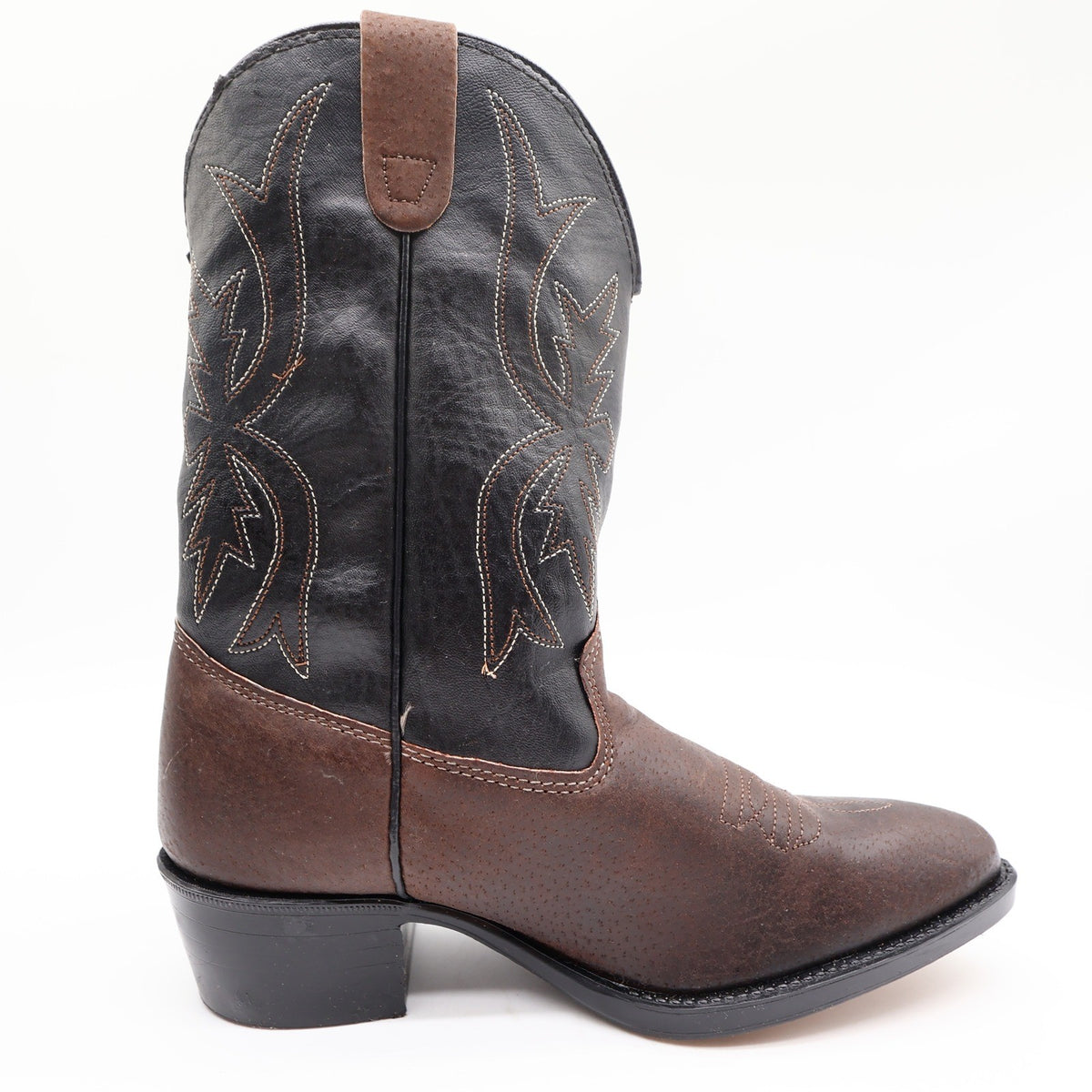Wrangler Vintage Western Cowboy Boots Childrens 1.5 Brown Black Leather NWT - take2supply