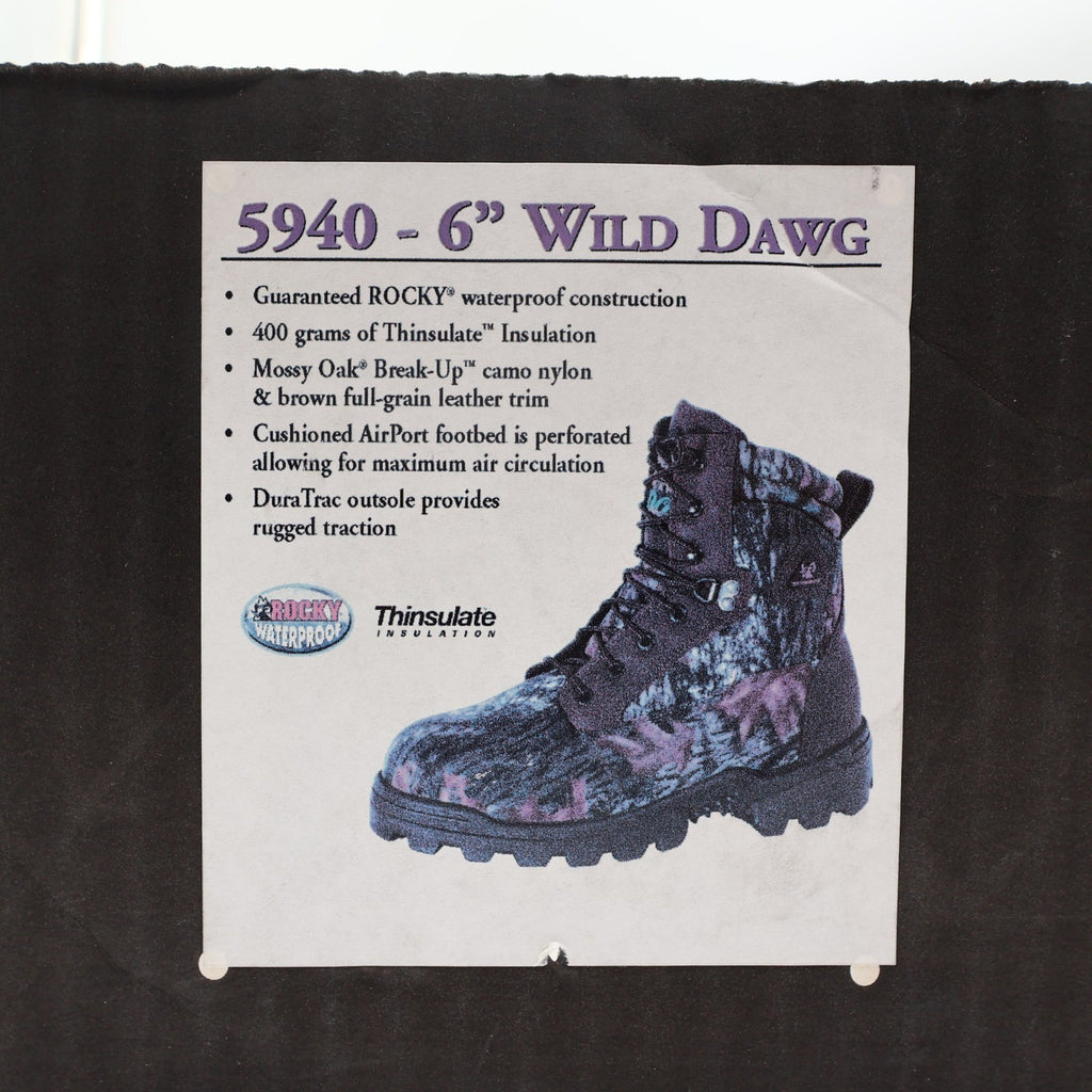 Rocky Y2K Wild Dawg 6" Hunting Boots Mens 8.5 MW Camo Leather New - take2supply