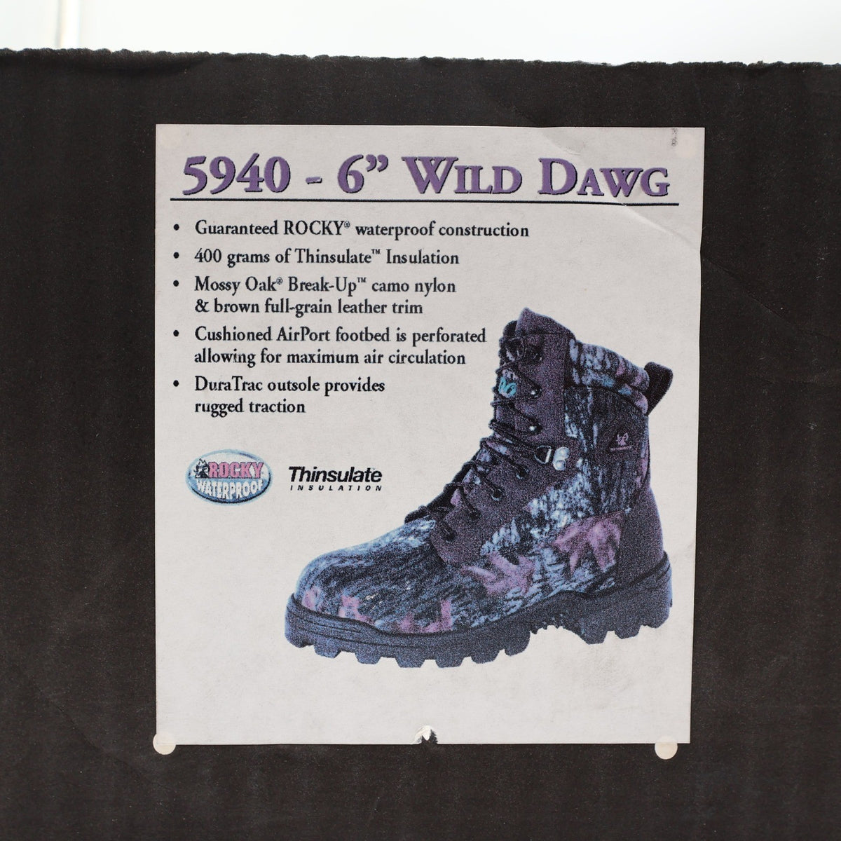 Rocky Y2K Wild Dawg 6" Hunting Boots Mens 8.5 MW Camo Leather New - take2supply