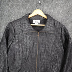 N Touch Zip Up Jacket Womens 14 Black Textured Crinkle Mock Neck New NWT - take2supply
