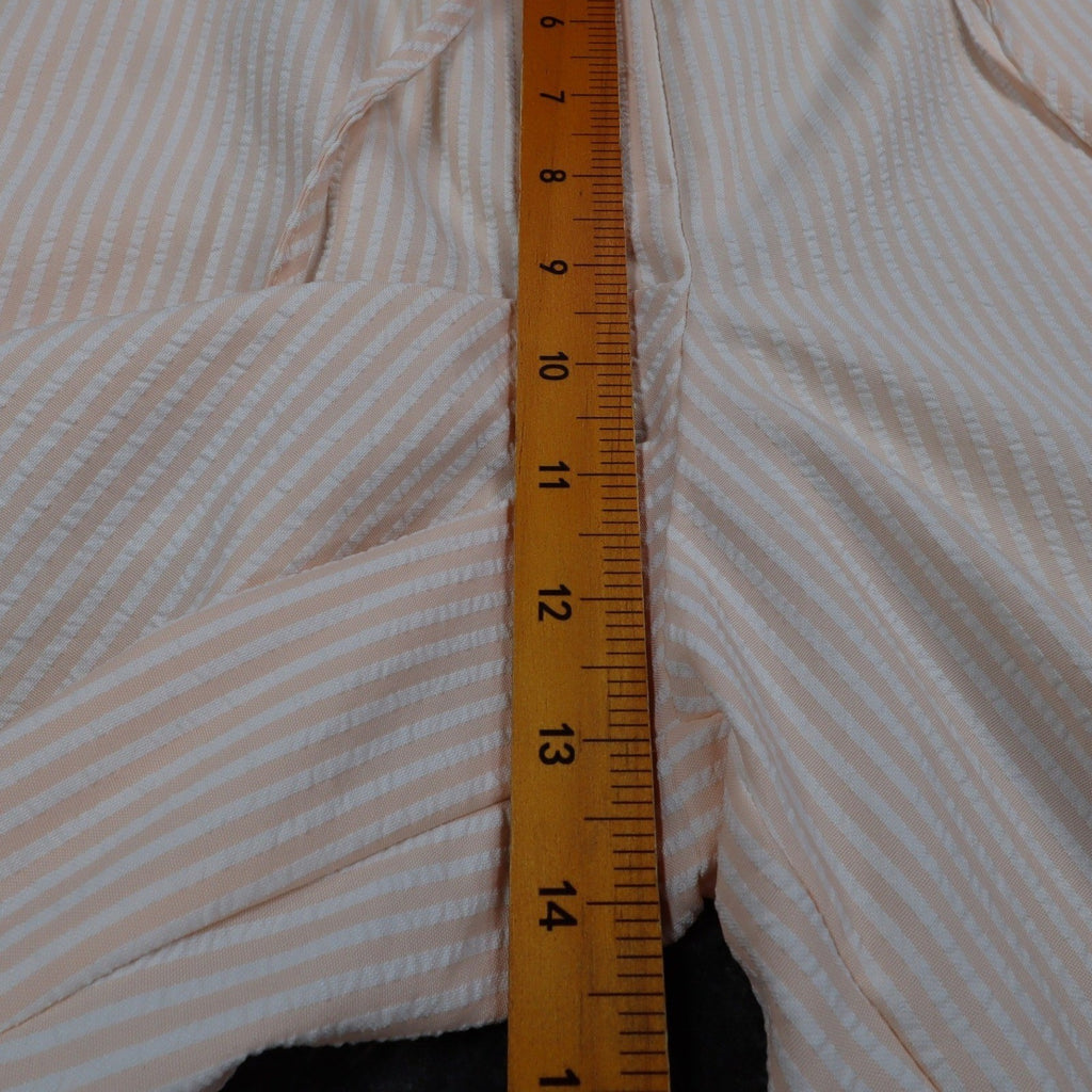 Lucia Seersucker Shorts Womens Small Vintage 90s Peach Striped Deadstock USA - take2supply