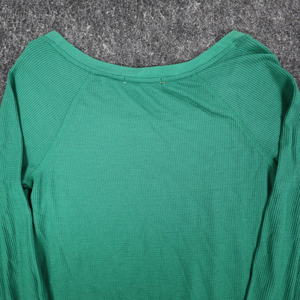 Jolt Owl Studded Thermal Top Womens Large Green Waffle Knit Raglan NWT - take2supply