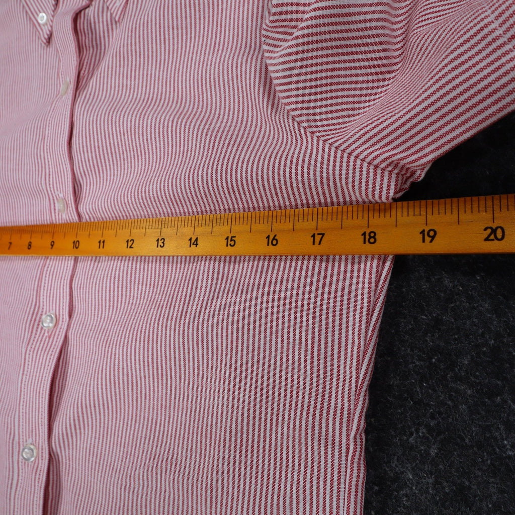 Dee Cee Striped Button Down Shirt Womens 7/8 Vintage Red White Short Sleeve USA - take2supply