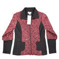 Lanalee Quilted Sequin Jacket Womens Size M Burgundy Black Zip Up Made In Canada - take2supply