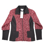 Lanalee Quilted Sequin Jacket Womens Size M Burgundy Black Zip Up Made In Canada - take2supply
