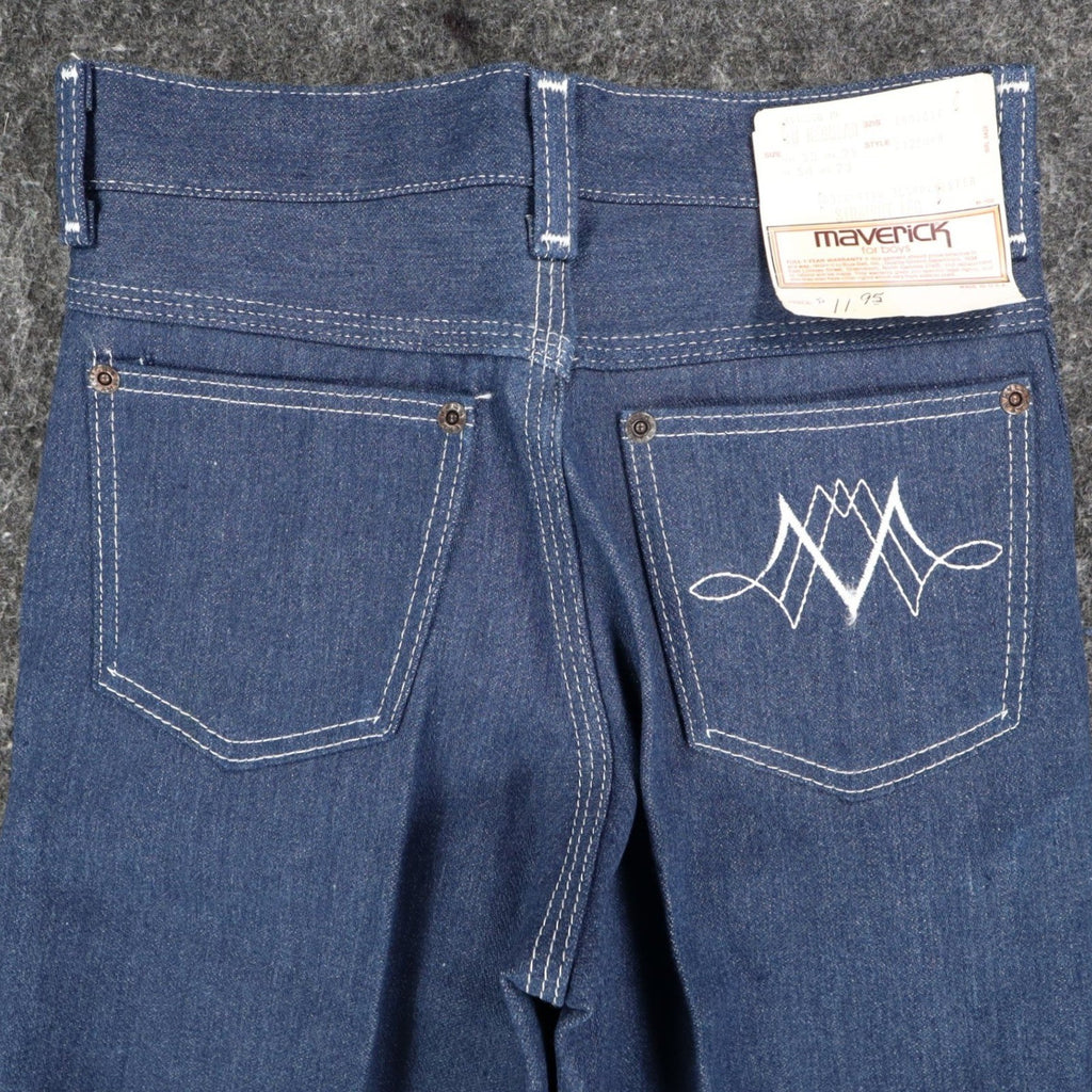 Maverick Straight Leg Jeans Boys 10 Reg Vintage 70s Blue Cotton Poly USA C951 - take2supply
