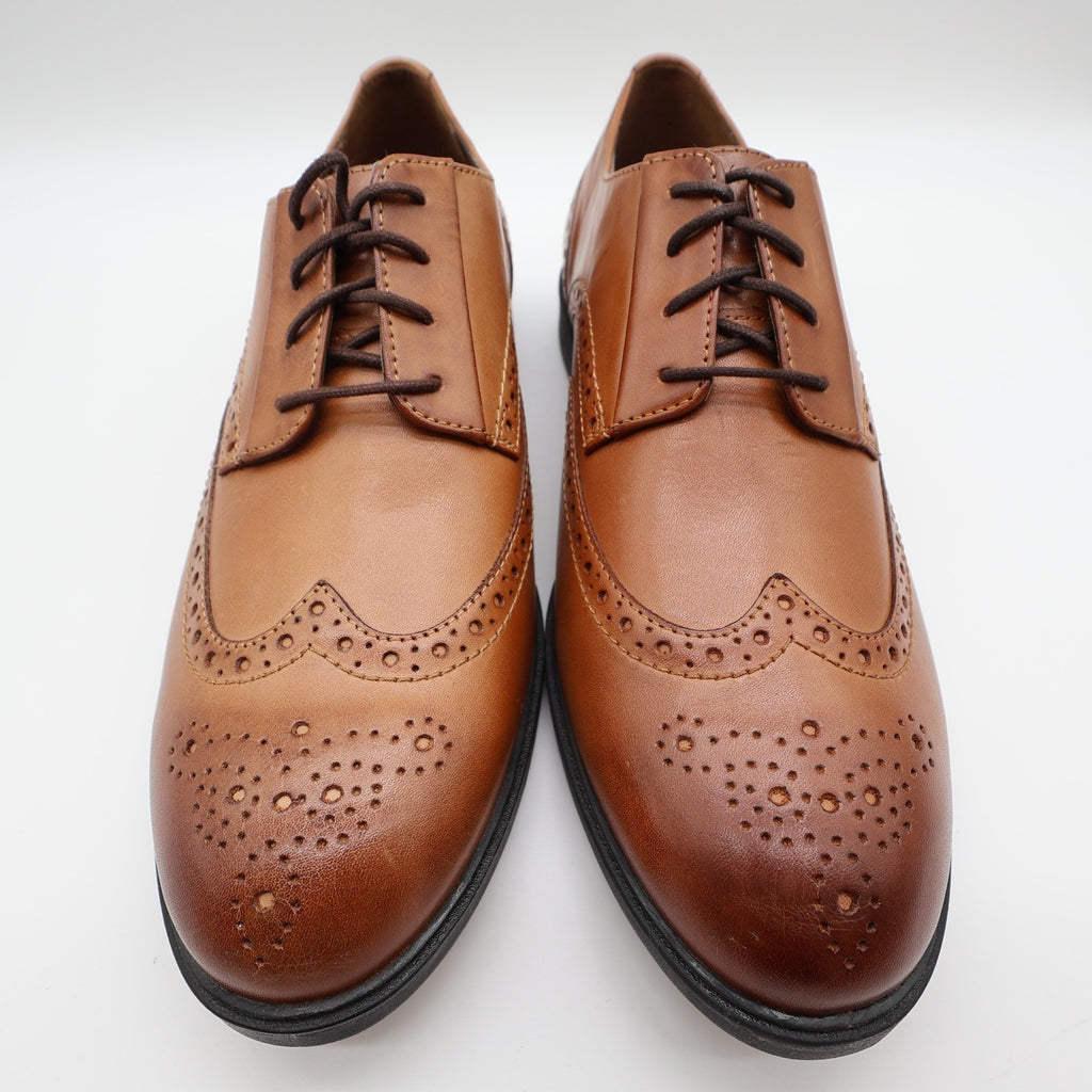Hush Puppies Shepsky WT Oxford Mens 9.5 Dark Tan Leather Wingtip - take2supply