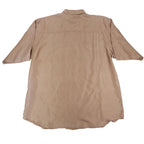 AFMK Collection by Moda Shirt Mens XL Tan 100% Silk Short Sleeve Button Down - take2supply