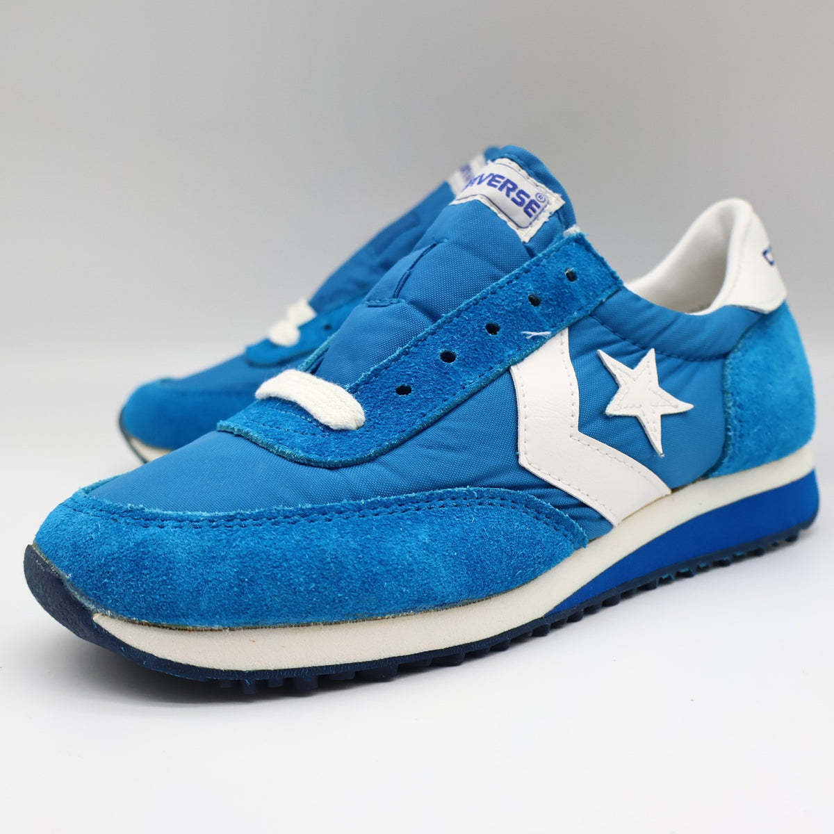 Converse Road Star Sneakers Boys Size 4 Vintage 80s Blue White Deadstock 28694 - take2supply