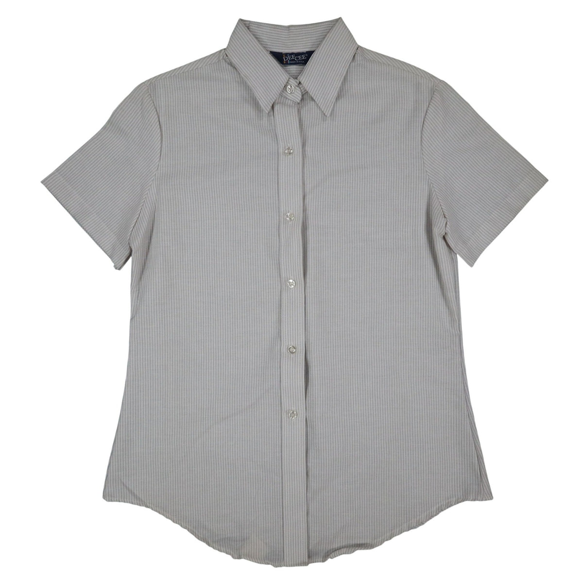 Dee Cee Striped Button Up Shirt Womens 9/10 Vintage 80s Gray Cotton Blend USA - take2supply