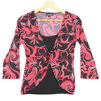 A. Byer Top Womens Small Y2K Red Black Swirl Metallic Knot Front 2-in-1 Layered - take2supply