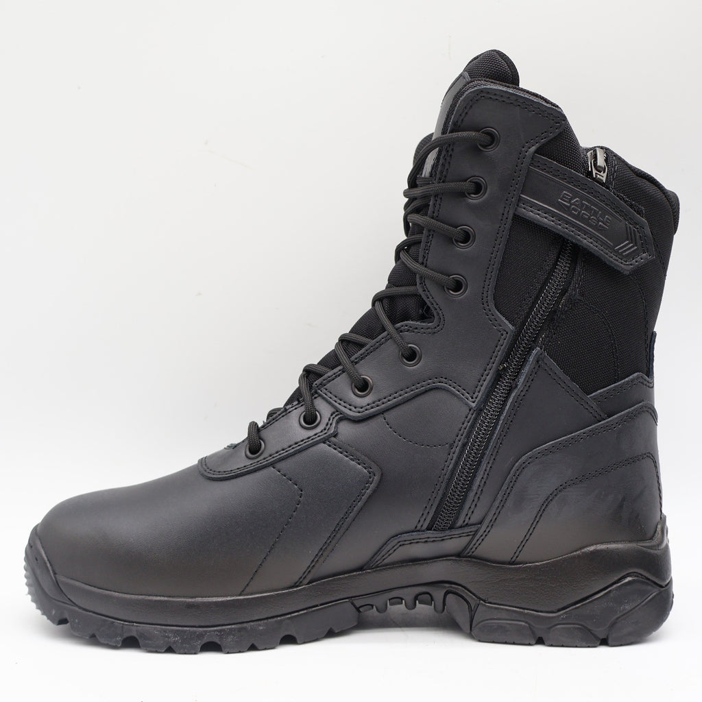 Battle Ops Tactical Boot Mens 10.5 Waterproof Side Zip Black Leather BOPS8001 - take2supply