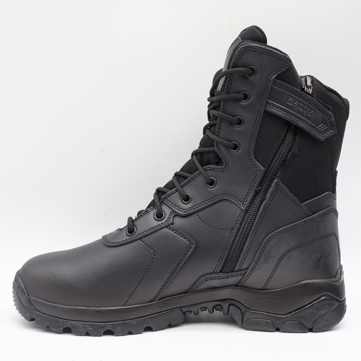 Battle Ops Tactical Boot Mens 10.5 Waterproof Side Zip Black Leather BOPS8001 - take2supply