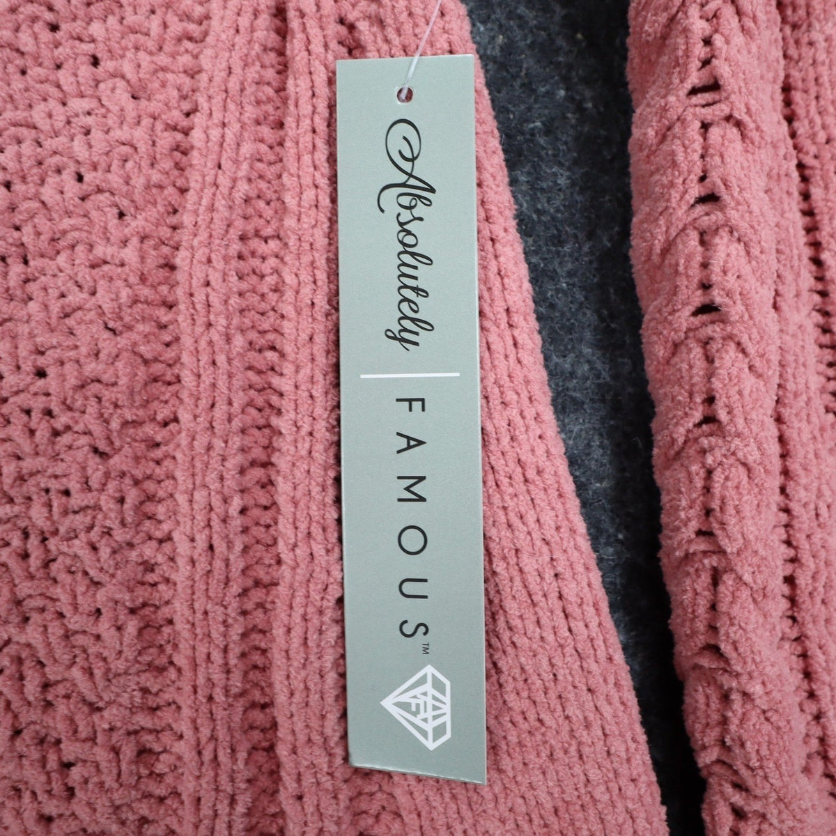 Absolutely Famous Chenille Cable Knit Sweater Womens XL Pink Scalloped AD1350 - take2supply