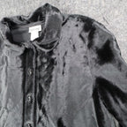 That's Me! Faux Fur Jacket Size 6 Vintage 90s Black Button Front Plush Coat - take2supply