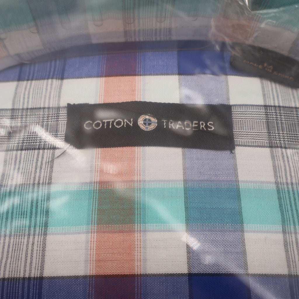 Cotton Traders Plaid Shirt Mens Medium Royal Blue Orange Check Button Down NWT - take2supply