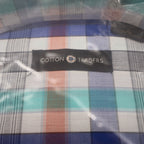 Cotton Traders Plaid Shirt Mens Medium Royal Blue Orange Check Button Down NWT - take2supply