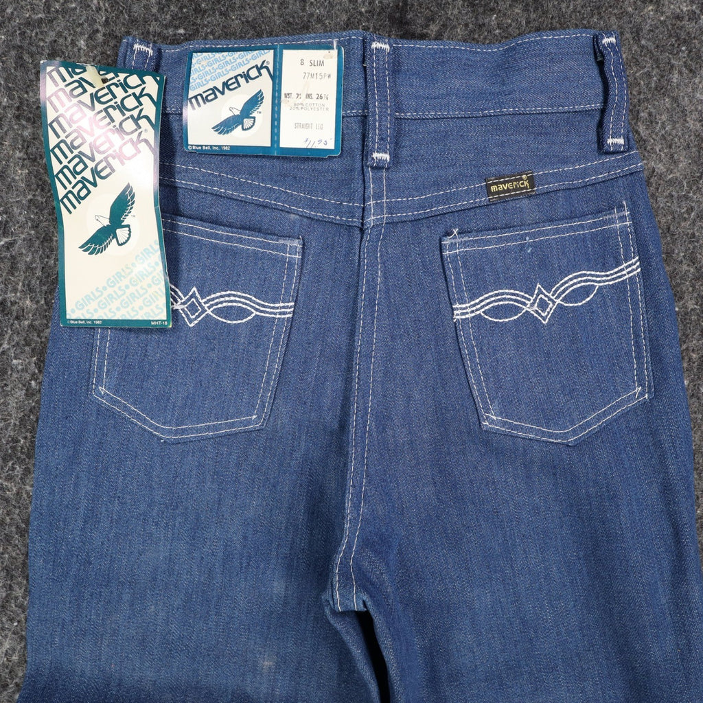 Vintage Maverick Girls Jeans 8 Slim Blue Straight Leg Denim NOS - take2supply