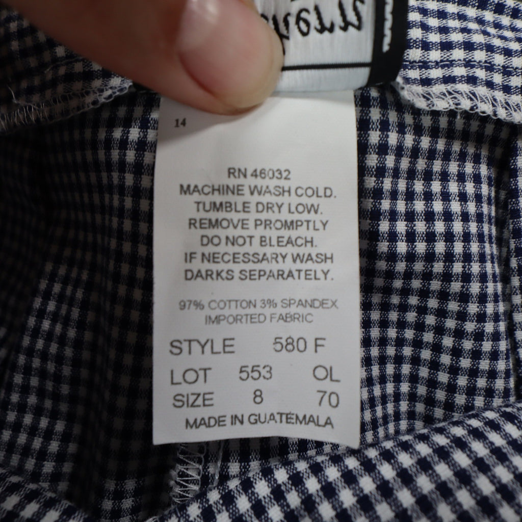 Southern Lady Gingham Pants Womens 8 Navy Blue White Check Stretch High Rise NEW - take2supply