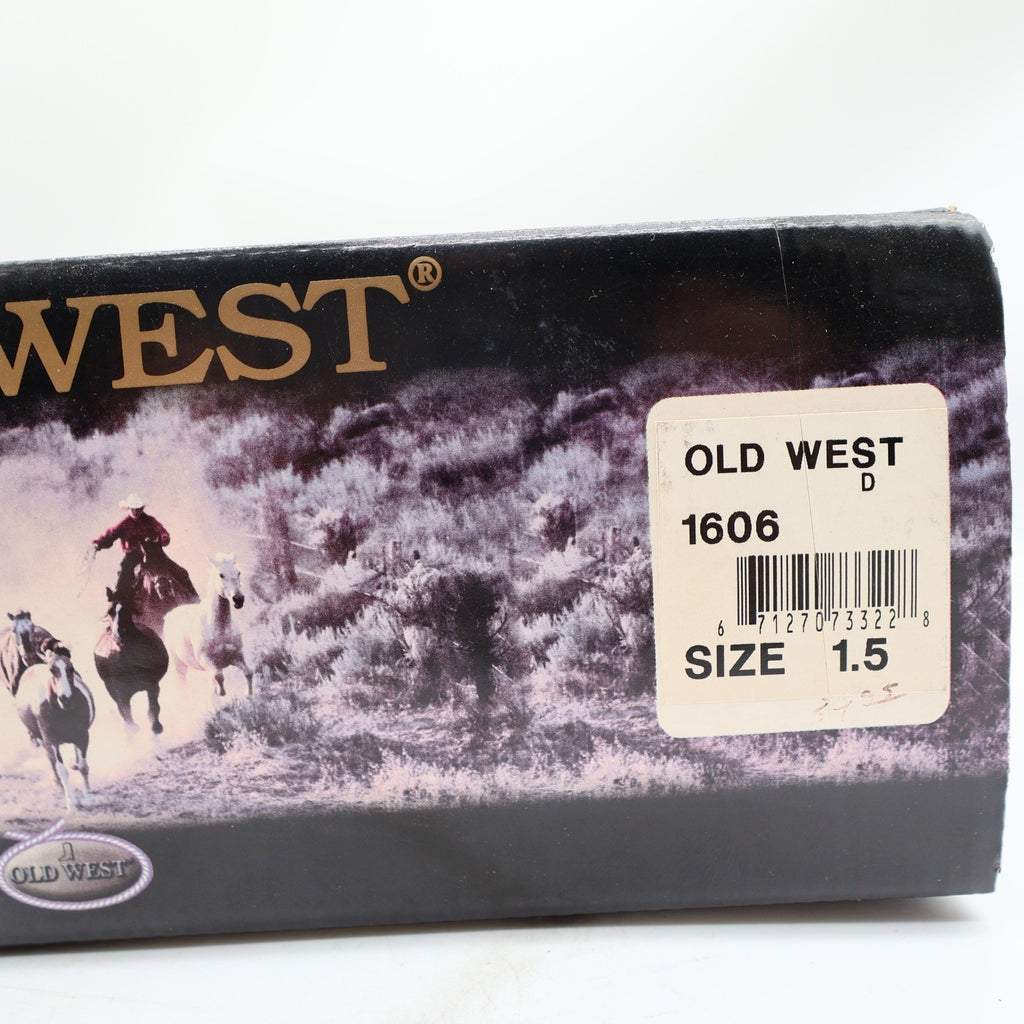 Old West 1606 Western Cowboy Boots Kids Size 1.5 Brown Black Leather NWT - take2supply