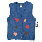 Southern Lady Vintage Sweater Vest Womens M Blue Leaf Embroidered Deadstock NWT - take2supply