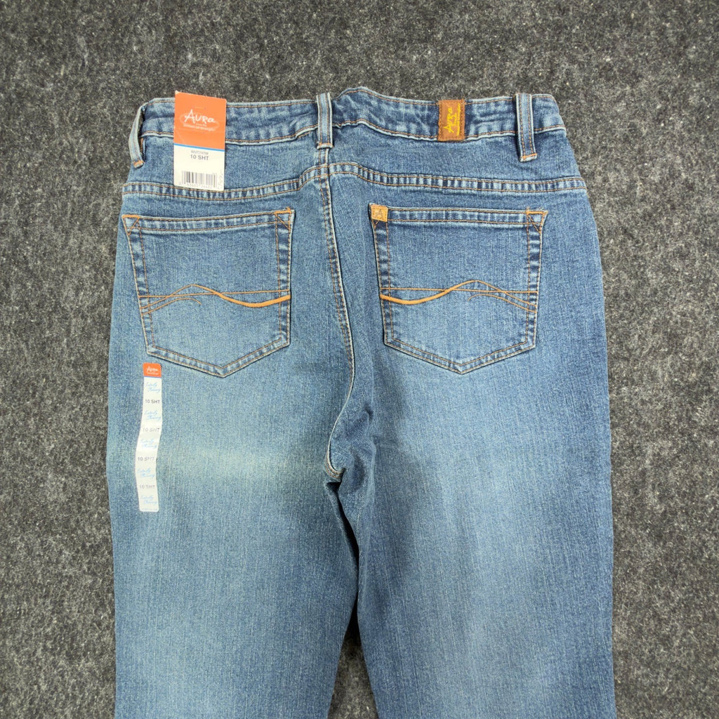 Wrangler Aura Jeans 10 SHT Blue Denim Instantly Slimming Straight Leg NWT - take2supply