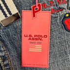 US Polo Assn Y2K Butterfly Jeans Girls 12 Blue Denim Flare Belted USPA NWT - take2supply