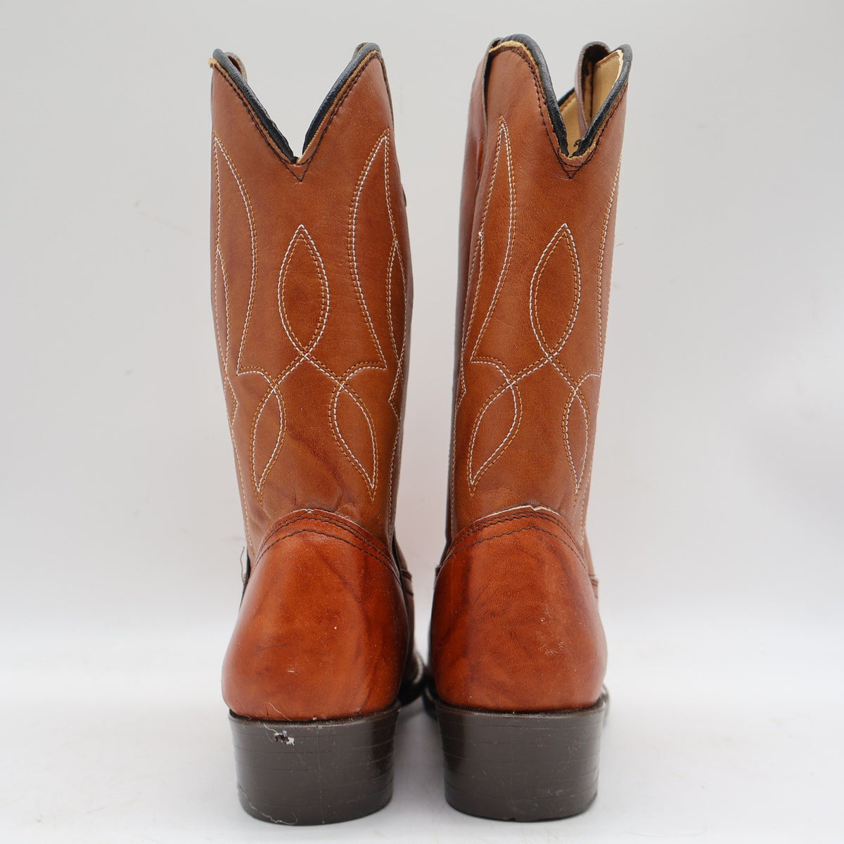 Laredo Western Boots Boys 2.5 D Vintage 90s Rust Leather Made in USA Deadstock - take2supply