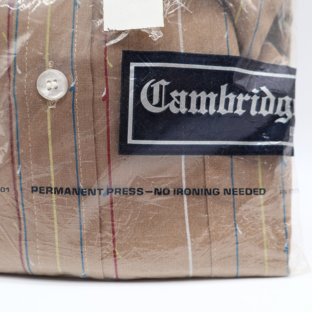 Cambridge Ltd Shirt Mens M Vintage Brown Striped Button Down USA Deadstock - take2supply