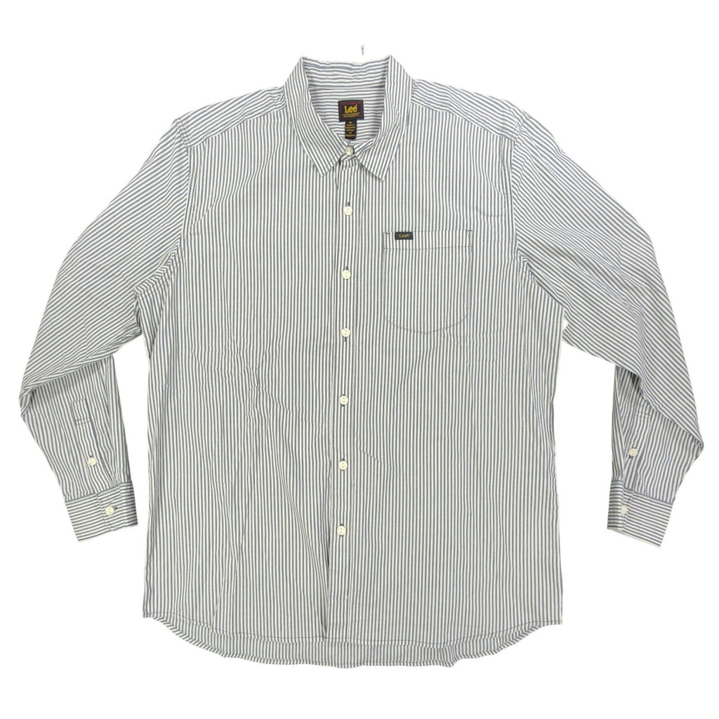 Lee Men XL Ecru Stripe Button Down Shirt Long Sleeve Cotton Stretch NWT C451 - take2supply