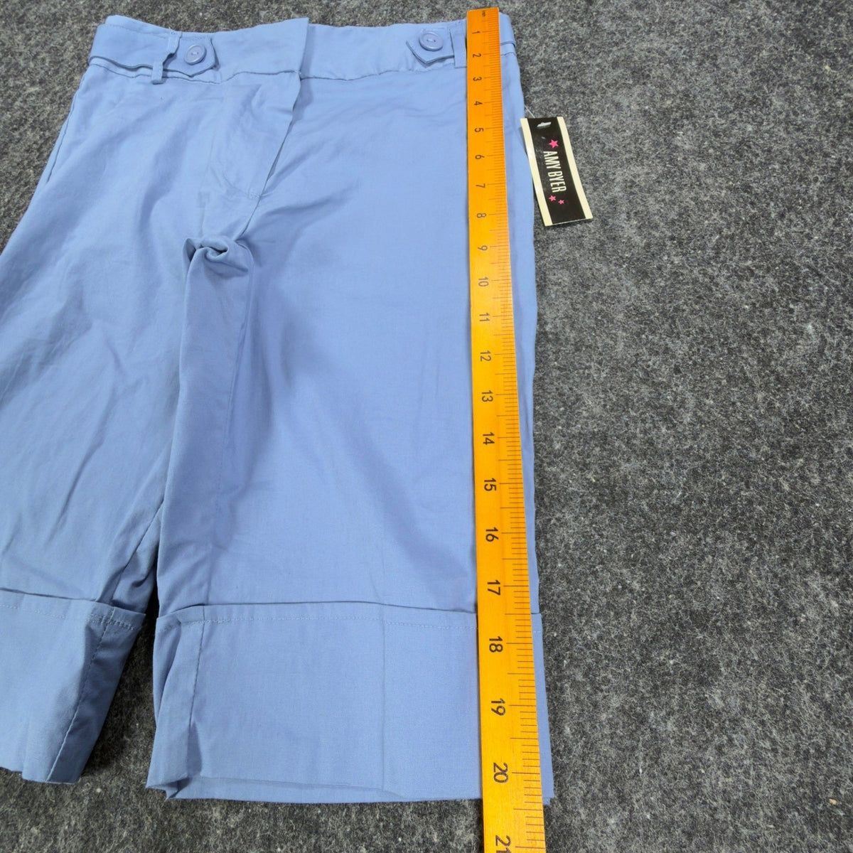 Amy Byer Y2K Bermuda Shorts Girls 12 Blue Cotton Stretch Cuffed New - take2supply