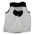 mymichelle Sleeveless Blouse Large White Black Bow Chiffon Faux Wrap Top - take2supply