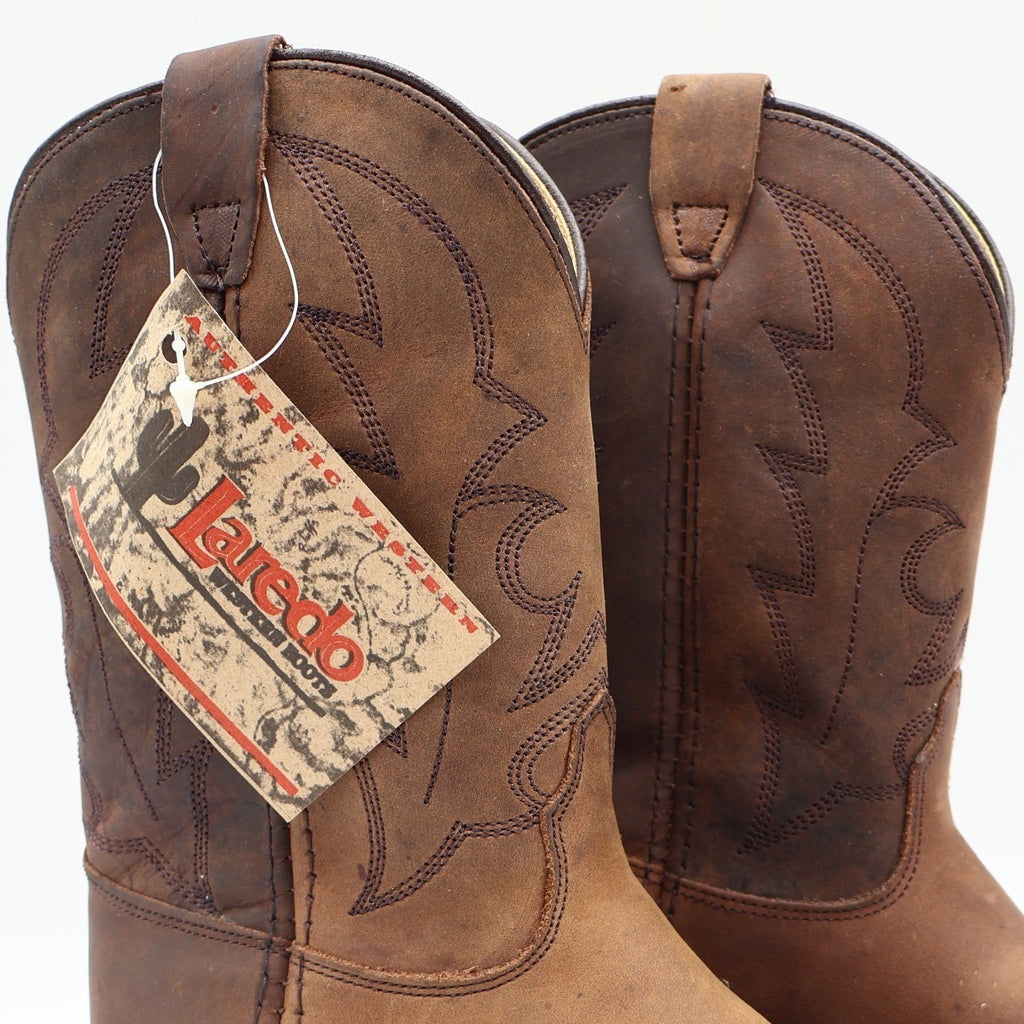 Laredo Western Boots Youth 2 D Tan Distressed Leather Cowboy Boots 28-2240 NIB - take2supply