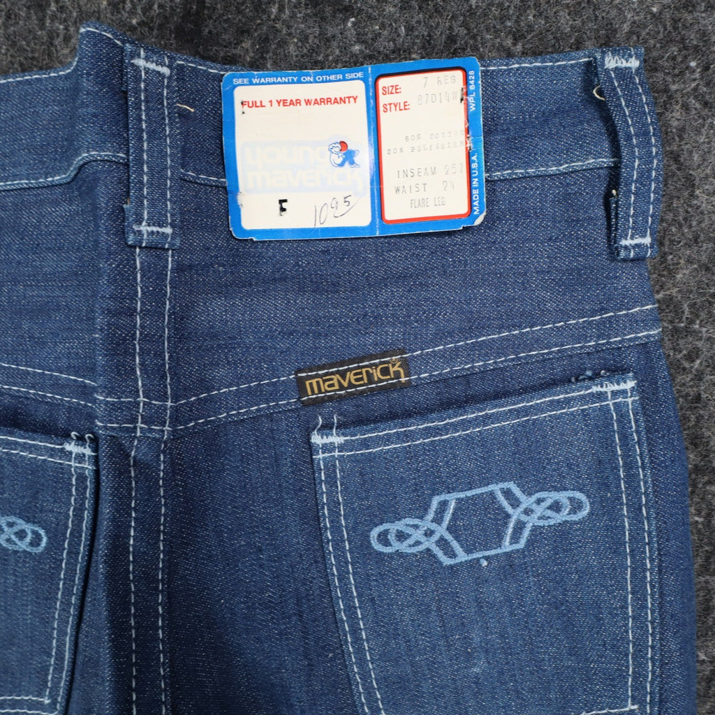 Vintage Young Maverick Boys Jeans 7 Regular Blue Flare Leg USA NWT - take2supply